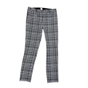 True Royal Houndstooth Black White Wool Blend Straight Leg Trousers Small